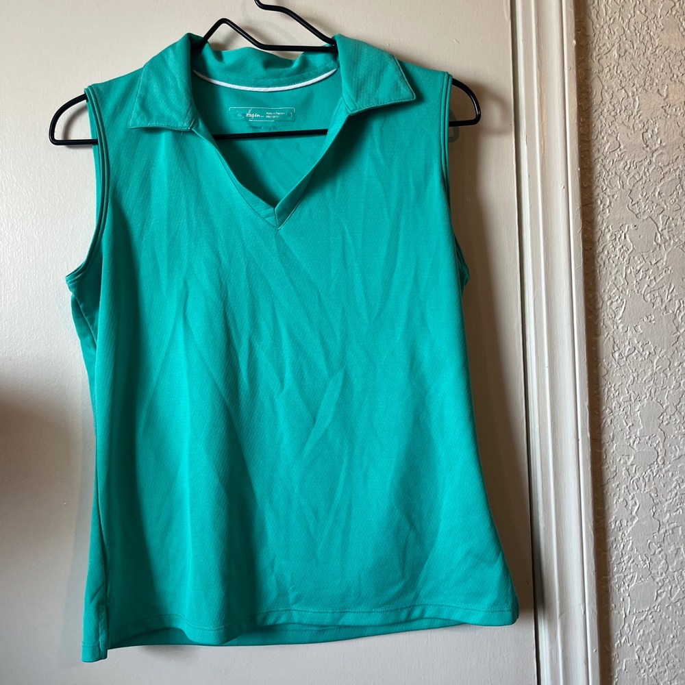 Lady Hagen Classic Teal Green Hydro-Dri Medium Spread Collar Breathable Golf Top